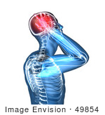 #49854 Royalty-Free (Rf) Illustration Of A 3d Transparent Blue Human Body With A Migraine - Version 6
