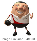 #49863 Royalty-Free (Rf) Illustration Of A 3d Chubby Rugby Mascot Pointing His Fingers Like A Gun