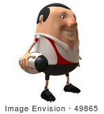 #49865 Royalty-Free (Rf) Illustration Of A 3d Chubby Rugby Mascot Facing Right And Holding A Ball