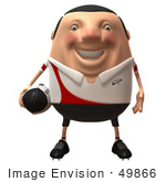 #49866 Royalty-Free (Rf) Illustration Of A 3d Chubby Rugby Mascot Facing Front And Holding A Ball