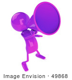 #49868 Royalty-Free (Rf) Illustration Of A 3d Purple Man Mascot Using A Megaphone