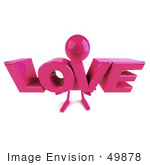 #49878 Royalty-Free (Rf) Illustration Of A 3d Pink Man Mascot Holding Love
