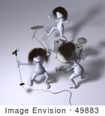 #49883 Royalty-Free (Rf) Illustration Of 3d Human Like People Mascots Playing In A Rock Band - Version 4
