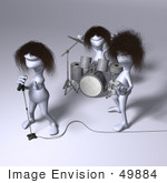 #49884 Royalty-Free (Rf) Illustration Of 3d Human Like People Mascots Playing In A Rock Band - Version 2