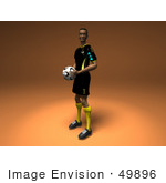 #49896 Royalty-Free (Rf) Illustration Of A 3d Male Athlete Holding A Soccer Ball - Version 2