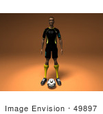 #49897 Royalty-Free (Rf) Illustration Of A 3d Male Athlete Standing With A Soccer Ball At His Feet- Version 2