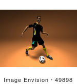 #49898 Royalty-Free (Rf) Illustration Of A 3d Male Athlete Kicking A Soccer Ball - Version 1