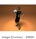 #49900 Royalty-Free (Rf) Illustration Of A 3d Male Athlete Bouncing A Soccer Ball Off Of His Chest- Version 2