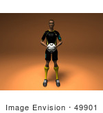 #49901 Royalty-Free (Rf) Illustration Of A 3d Male Athlete Holding A Soccer Ball - Version 1
