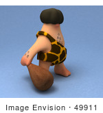 #49911 Royalty-Free (Rf) Illustration Of A 3d Caveman Mascot Carrying A Club - Version 2