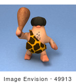 #49913 Royalty-Free (Rf) Illustration Of A 3d Caveman Mascot Waving A Club - Version 1