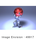 #49917 Royalty-Free (Rf) Illustration Of A 3d Crystal Man Character Carrying A Globe - Version 2