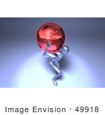#49918 Royalty-Free (Rf) Illustration Of A 3d Crystal Man Character Carrying A Globe - Version 4