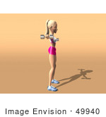 #49940 Royalty-Free (Rf) Illustration Of A 3d Blond Fitness Woman Doing Lateral Raises - Version 2
