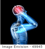 #49945 Royalty-Free (Rf) Illustration Of A 3d Clear Human Being Character With A Migraine - Version 2