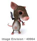 #49964 Royalty-Free (Rf) Illustration Of A 3d Mouse Mascot Using A Modern Cell Phone - Version 2