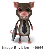 #49966 Royalty-Free (Rf) Illustration Of A 3d Mouse Mascot Businessman Carrying A Briefcase - Version 1