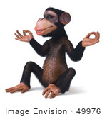 #49976 Royalty-Free (Rf) Illustration Of A 3d Chimpanzee Mascot Meditating - Pose 2
