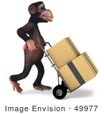 #49977 Royalty-Free (Rf) Illustration Of A 3d Chimpanzee Mascot Delivering Boxes - Pose 2