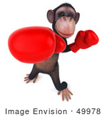 #49978 Royalty-Free (Rf) Illustration Of A 3d Chimp Mascot Boxing - Pose 3