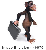 #49979 Royalty-Free (Rf) Illustration Of A 3d Chimp Mascot With A Business Briefcase - Pose 2