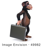 #49982 Royalty-Free (Rf) Illustration Of A 3d Chimpanzee Mascot Carrying A Briefcase - Pose 2