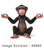 #49983 Royalty-Free (Rf) Illustration Of A 3d Chimpanzee Mascot Meditating - Pose 1