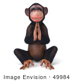 #49984 Royalty-Free (Rf) Illustration Of A 3d Chimpanzee Mascot Meditating - Pose 3
