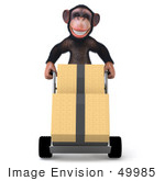 #49985 Royalty-Free (Rf) Illustration Of A 3d Chimpanzee Mascot Delivering Boxes - Pose 1