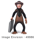 #49986 Royalty-Free (Rf) Illustration Of A 3d Chimpanzee Mascot Carrying A Briefcase - Pose 1