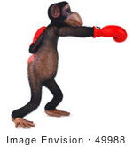 #49988 Royalty-Free (Rf) Illustration Of A 3d Chimp Mascot Boxing - Pose 2
