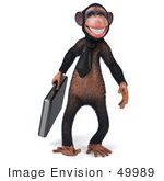 #49989 Royalty-Free (Rf) Illustration Of A 3d Chimp Mascot Walking With A Business Briefcase