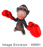 #49991 Royalty-Free (Rf) Illustration Of A 3d Chimp Mascot Boxing - Pose 1