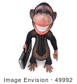 #49992 Royalty-Free (Rf) Illustration Of A 3d Chimp Mascot With A Business Briefcase - Pose 1