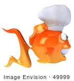 #49999 Royalty-Free (Rf) Illustration Of A 3d Goldfish Mascot Wearing A Chef Hat