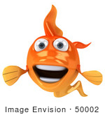 #50002 Royalty-Free (Rf) Illustration Of A 3d Happy Goldfish Mascot Facing Forward
