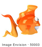 #50003 Royalty-Free (Rf) Illustration Of A 3d Goldfish Mascot Profiled Right