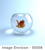 #50008 Royalty-Free (Rf) Illustration Of A 3d Lonely Goldfish Mascot In A Bowl