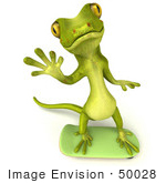 #50028 Royalty-Free (Rf) Illustration Of A 3d Green Gecko Mascot Skateboarding - Version 1