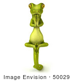 #50029 Royalty-Free (Rf) Illustration Of A 3d Green Gecko Mascot In Meditation