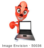 #50036 Royalty-Free (Rf) Illustration Of A 3d Red Fox Mascot Holding A Laptop - Pose 4