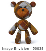 #50038 Royalty-Free (Rf) Illustration Of A 3d Knitted Teddy Bear Mascot Standing And Facing Front