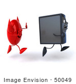 #50049 Royalty-Free (Rf) Illustration Of A 3d Computer Case Mascot Running From A Devil Virus - Version 2