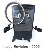 #50051 Royalty-Free (Rf) Illustration Of A 3d Computer Case Mascot Using A Magnifying Glass - Version 2