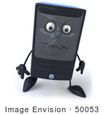 #50053 Royalty-Free (Rf) Illustration Of A 3d Computer Case Mascot With A Sad Face
