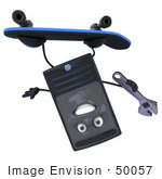 #50057 Royalty-Free (Rf) Illustration Of A 3d Computer Case Mascot Skateboarding