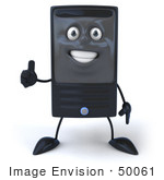 #50061 Royalty-Free (Rf) Illustration Of A 3d Computer Case Mascot Giving The Thumbs Up