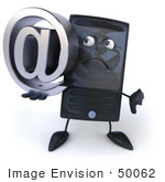 #50062 Royalty-Free (Rf) Illustration Of A 3d Computer Case Mascot Holding An Arobase