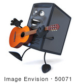 #50071 Royalty-Free (Rf) Illustration Of A 3d Computer Case Mascot Playing A Guitar