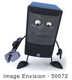 #50072 Royalty-Free (Rf) Illustration Of A 3d Computer Case Mascot Holding A Tool - Pose 1